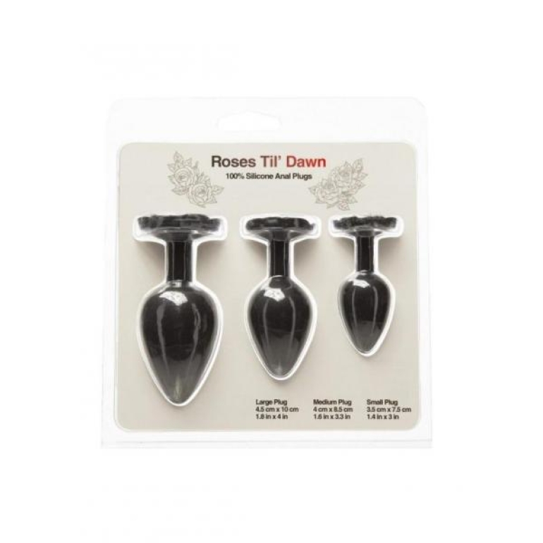 Roses Til Dawn Silicone Anal Plug Kit Black