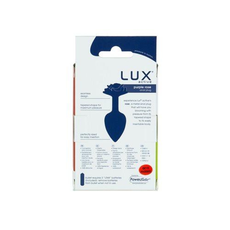 Lux Active Purple Rose 3.5in Metal Butt Plug Small Silver