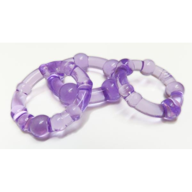 Beaded Elastomer C Rings 3 Pieces Pack - Purple Clear