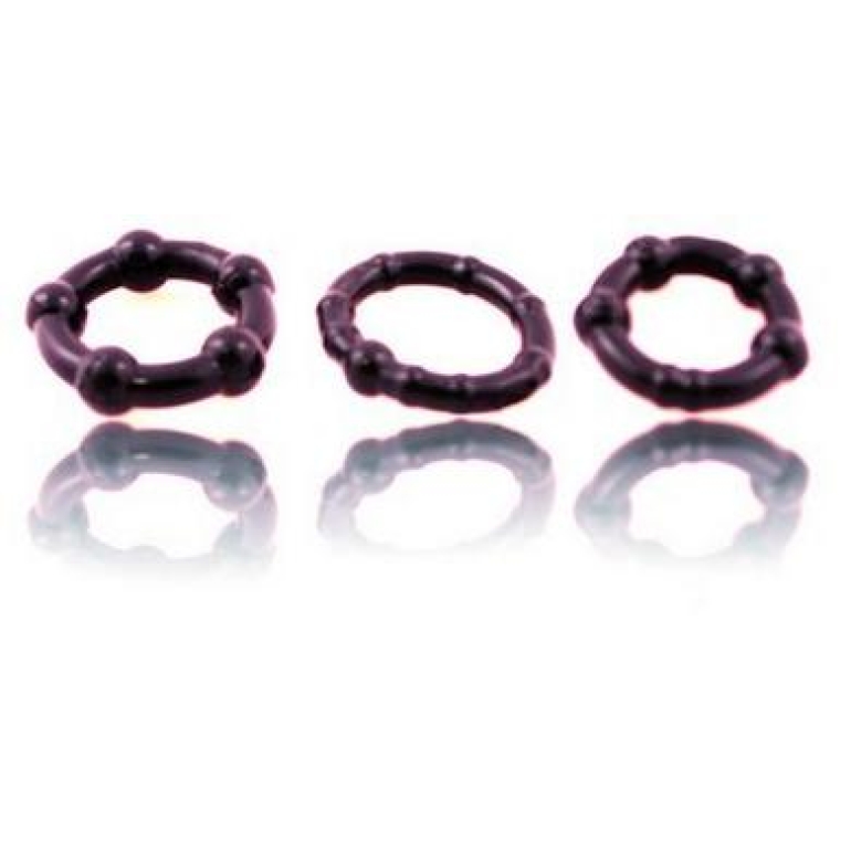 Beaded Penisrings 3 Pieces Pack Black