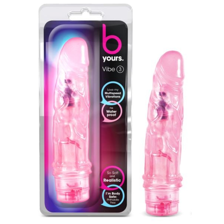 B Yours Penis Vibe 3 Pink Realistic Vibrating Dildo