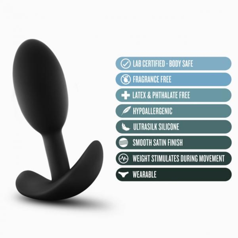 Anal Adventures Platinum Silicone Vibra Slim Plug Small Black