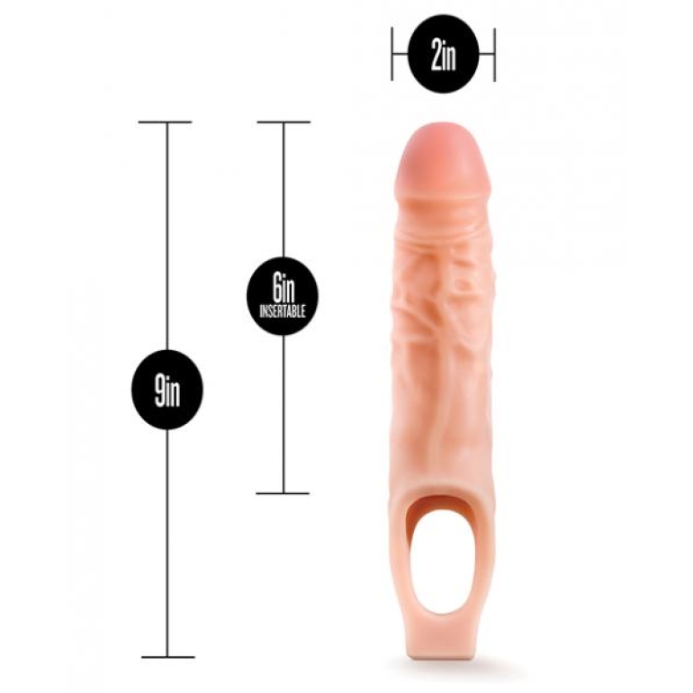 Performance Plus 9 inches Silicone Penis Sheath Penis Extender Beige
