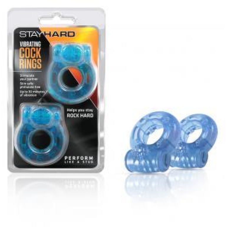 Stay Hard Vibrating Penis Rings 2 Pack Blue