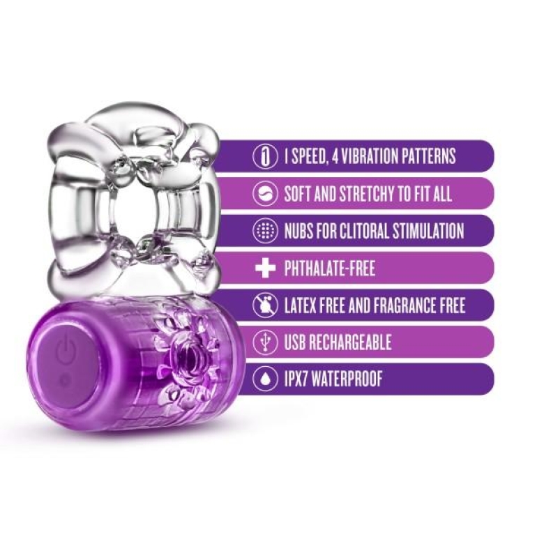 Play With Me Pleaser C-ring Purple Rechargeable