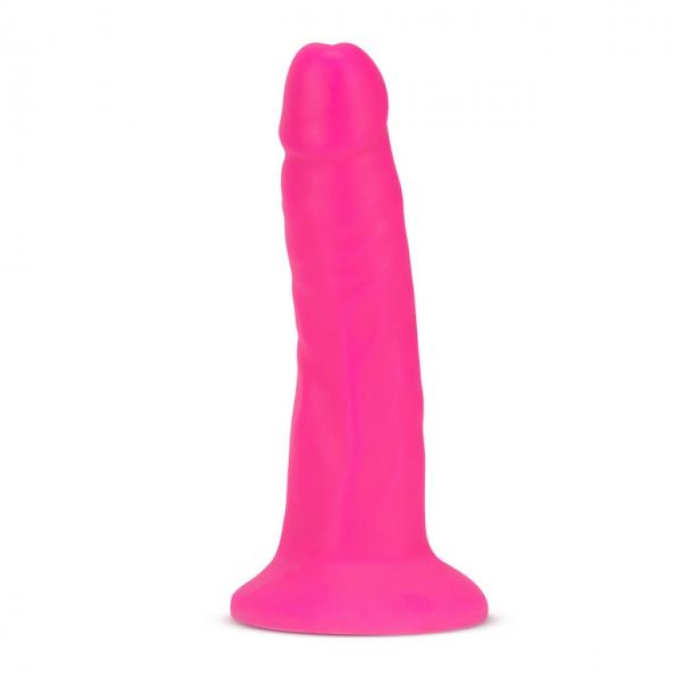 Neo Elite 6in Dual Density Penis W/ Balls Neon Pink