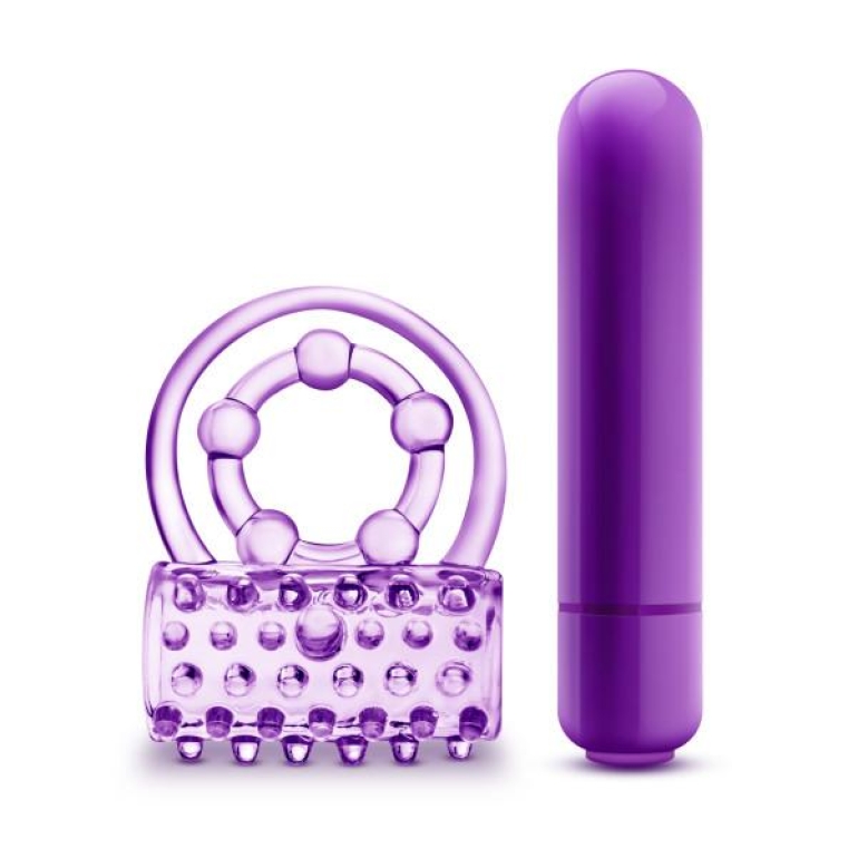 The Player Vibrating Double Strap Penis Ring Purple