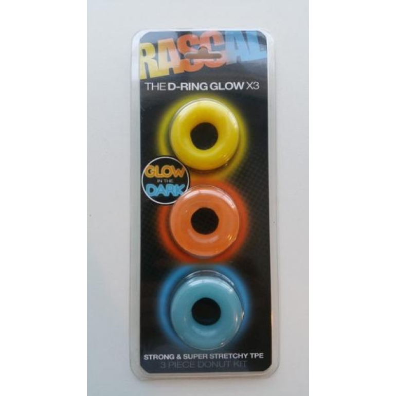 Rascal Toys The D-Ring Glow X3 3 Piece Donut Kit Multi-Color