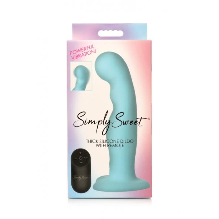 Simply Sweet Vibrating Thick Silicone Dildo W/ Remote Teal