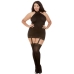 Sheer Dress, Garters & Thigh High Stockings Black Queen One Size Queen