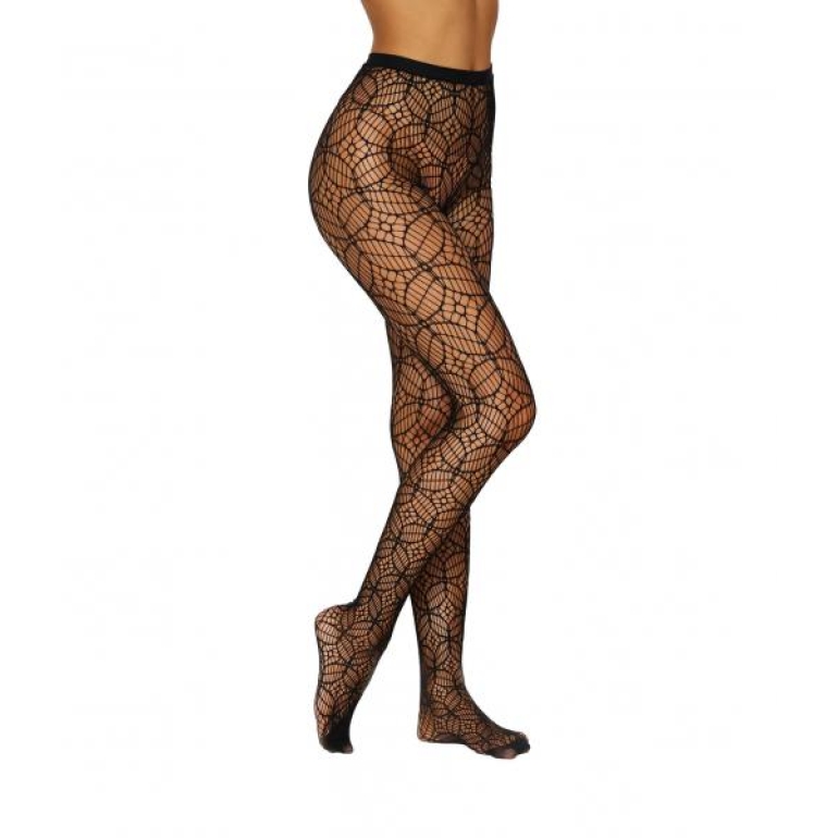 Geometric Design Pantyhose Black O/s One Size Fits Most