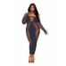 Bodystocking Gown W/ Opaque Front & Back Denim Q/s One Size Queen