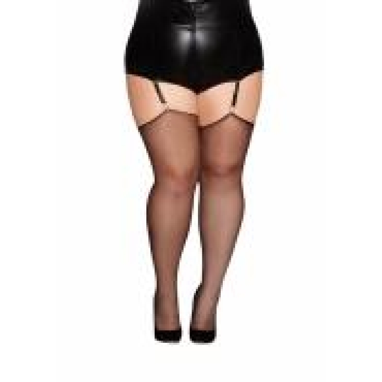 Silky Sheer Thigh Highs Black Q/s One Size Queen