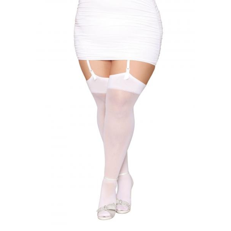 Sheer Thigh High Bride Sequin Back White Q/s One Size Queen