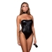 Strapless Stretch Faux Leather Teddy Black O/s One Size Fits Most