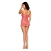 Sparkle Stretch Mesh Chemise W/ Shirring Watermelon O/s