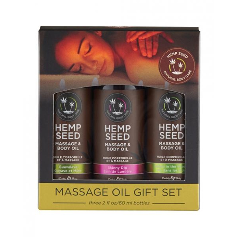 Massage Oil Gift Set Box 3 2oz Bottles Skinny Dip Naked In The Woods Guavalava