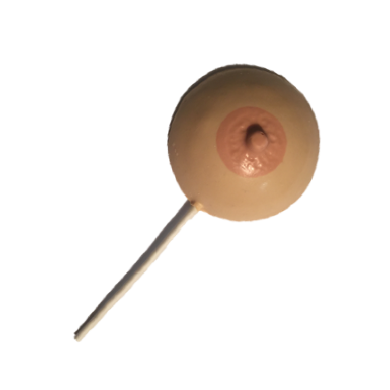 Large Single Boob with Stick Butterscotch Lollipop Beige