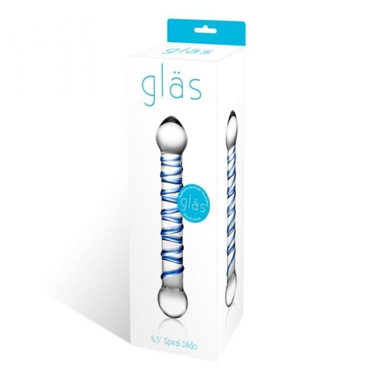 Glas 6.5 inches Glass Spiral Dildo Clear, Blue