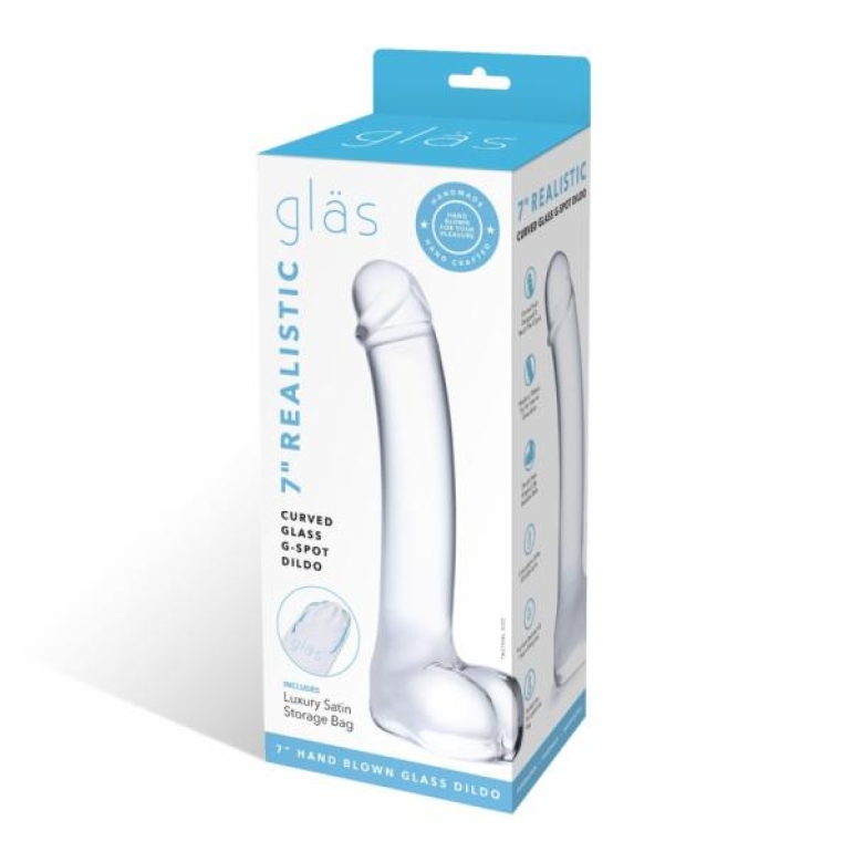 Glas 7 inches Realistic Curved Glass G-Spot Dildo Clear