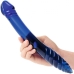 Glas 11in Double-sided Glass Dildo W/ Handle Grip Blue