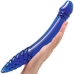 Glas 11in Double-sided Glass Dildo W/ Handle Grip Blue