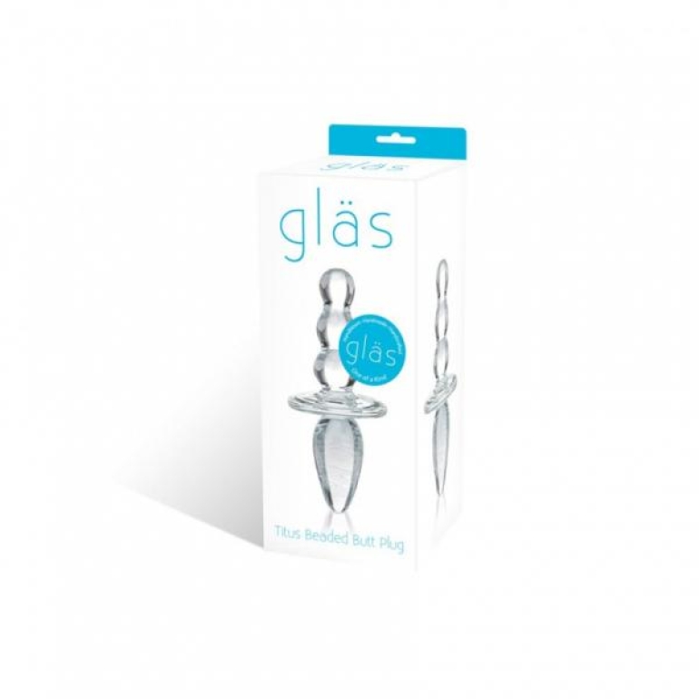 Glas Titus Beaded Glass Butt Plug Clear