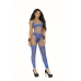 Opaque & Net Footless Bodystocking Blue O/S One Size Fits Most