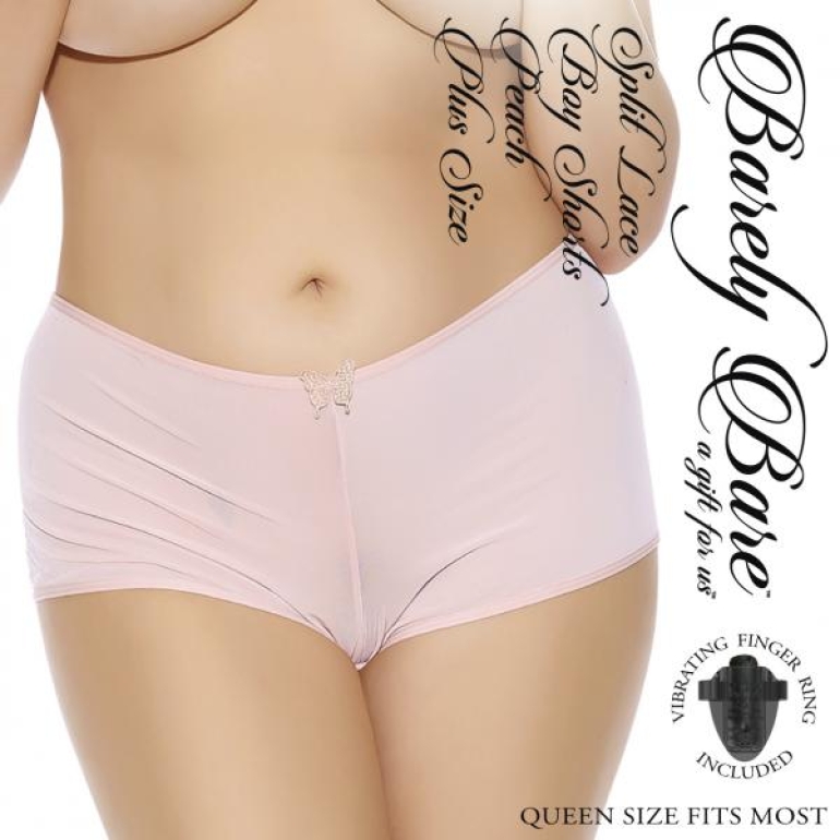 Barely Bare Split Lace Boy Shorts Peach Q/s