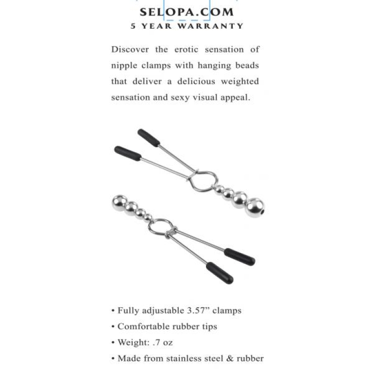 Selopa Beaded Nipple Clamps Silver