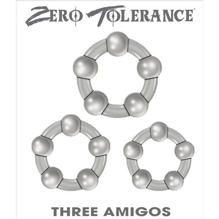 Three Amigos 3 Beaded Penis Rings Smoke