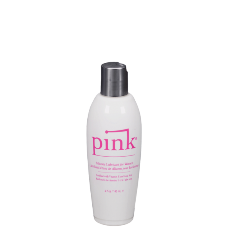Pink Silicone Lube Flip Top Bottle 4.7 fluid ounces Clear