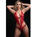 1pc Open Front Halter Teddy Red O/s One Size Fits Most