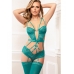 2pc Sumptuous Cutout & Strappy Garter Teddy Teal Quartz O/s One Size Fits Most