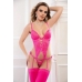 2pc Open Crotch Criss Cross Teddy Glowing Pink