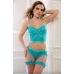 3pc Studded Bustier Top & Hiphugger Set Neon Teal