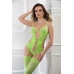 2pc Deep Plunge Strappy Teddy & Stockings Neon Kiwi