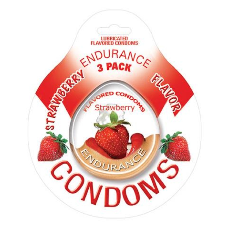 Endurance Flavored 3Pk Condoms-Straw Strawberry