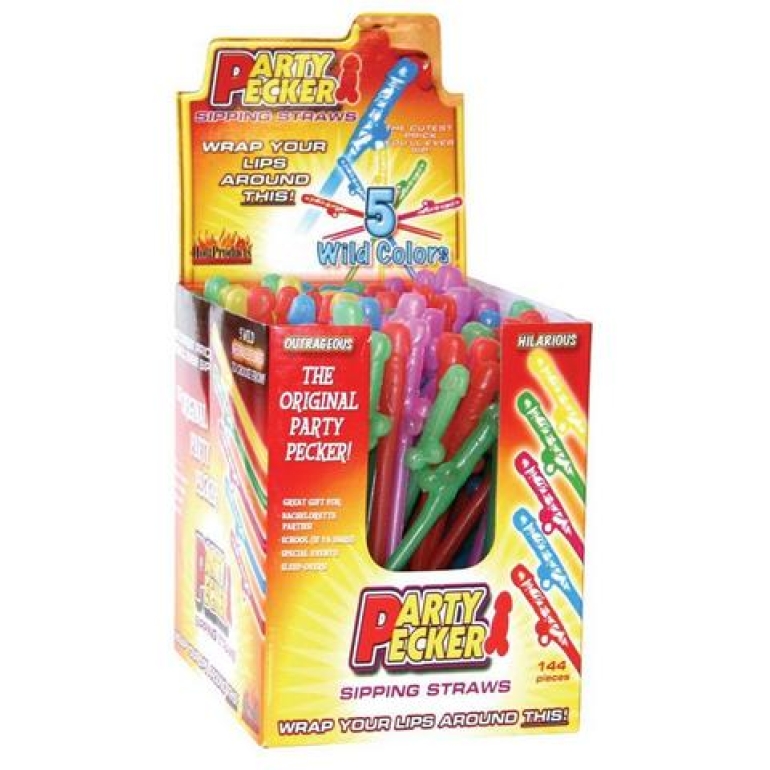 Party Pecker Sipping Straws 144 Pieces Display Assorted