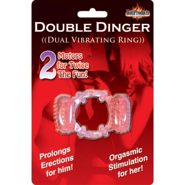 Humm Dinger Double Dinger Dual Vibrating Penis Ring Magenta Pink