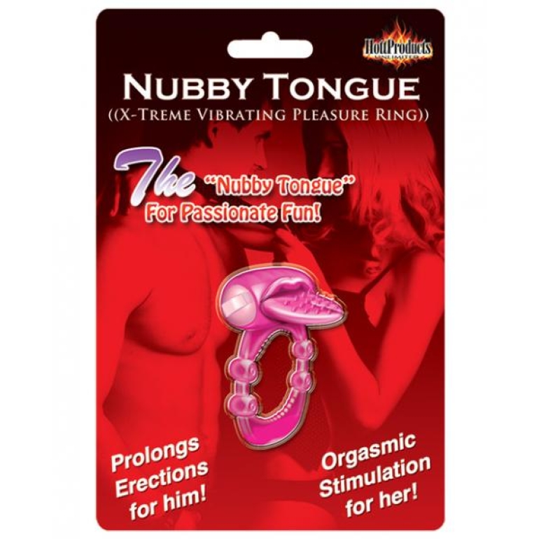 Nubby Tongue MagentaPink Vibrating Penis Ring