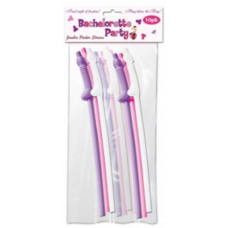 Bachelorette Party Flexy Super Straw 10 Pack Assorted