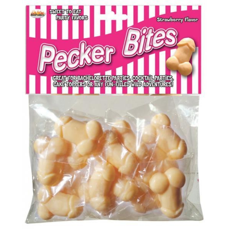 Pecker Bites Strawberry Candy 16 Pieces Bag Beige