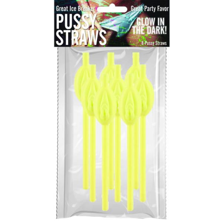 Pussy Straws Glow In The Dark 8 Count Pack Yellow