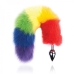 Rainbow Foxy Tail with Stainless Steel Butt Plug Multi-Color