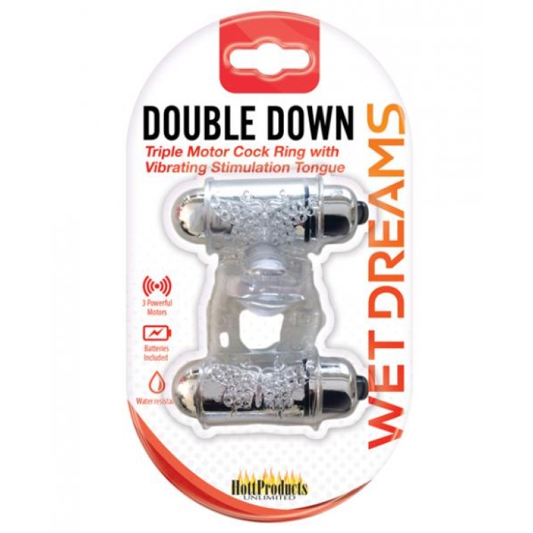 Double Down Penis Ring Bullet & Stimulator Tongue Clear