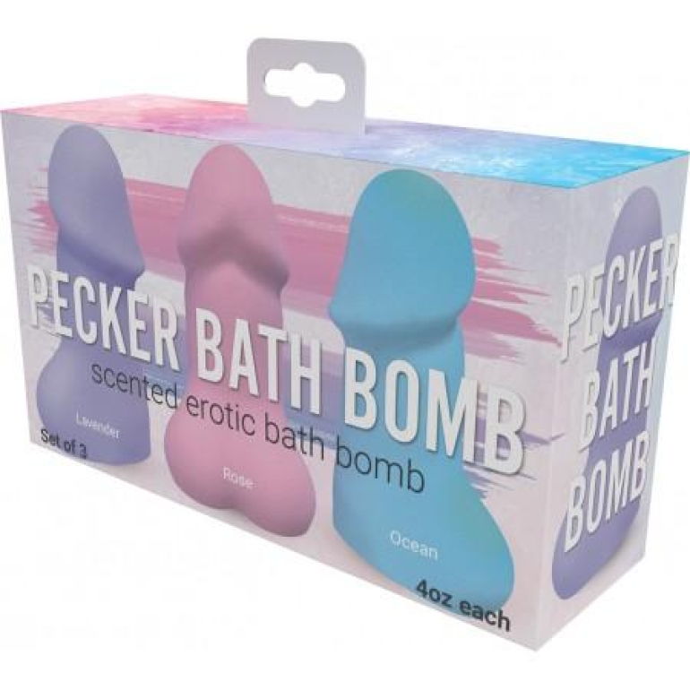 Pecker Bath Bomb 3 Pack Scented Lavender Rose & Ocean Purple