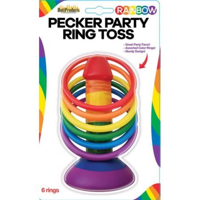 Rainbow Pecker Party Ring Toss Game 6 Rings Multi-Color