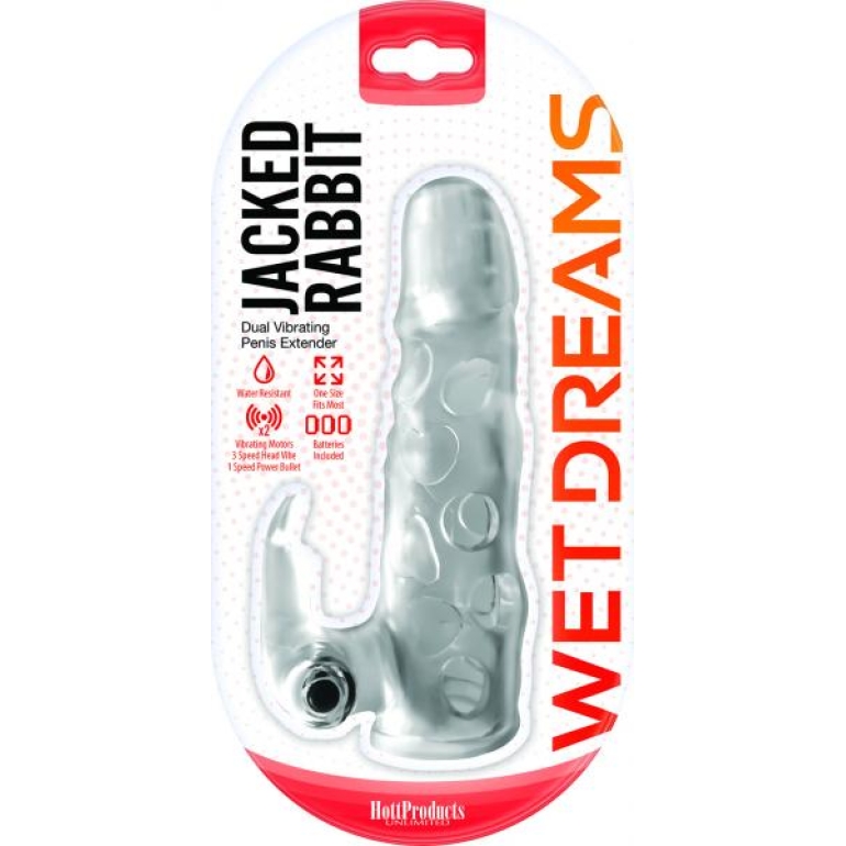 Wet Dreams Jacked Rabbit Extension Sleeve, Power Bullet Clear