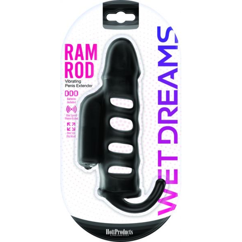 Ram Rod Penis Sleeve With Power Bullet Black